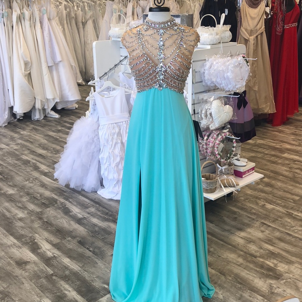 Promtastic Aqua Beaded Gown!